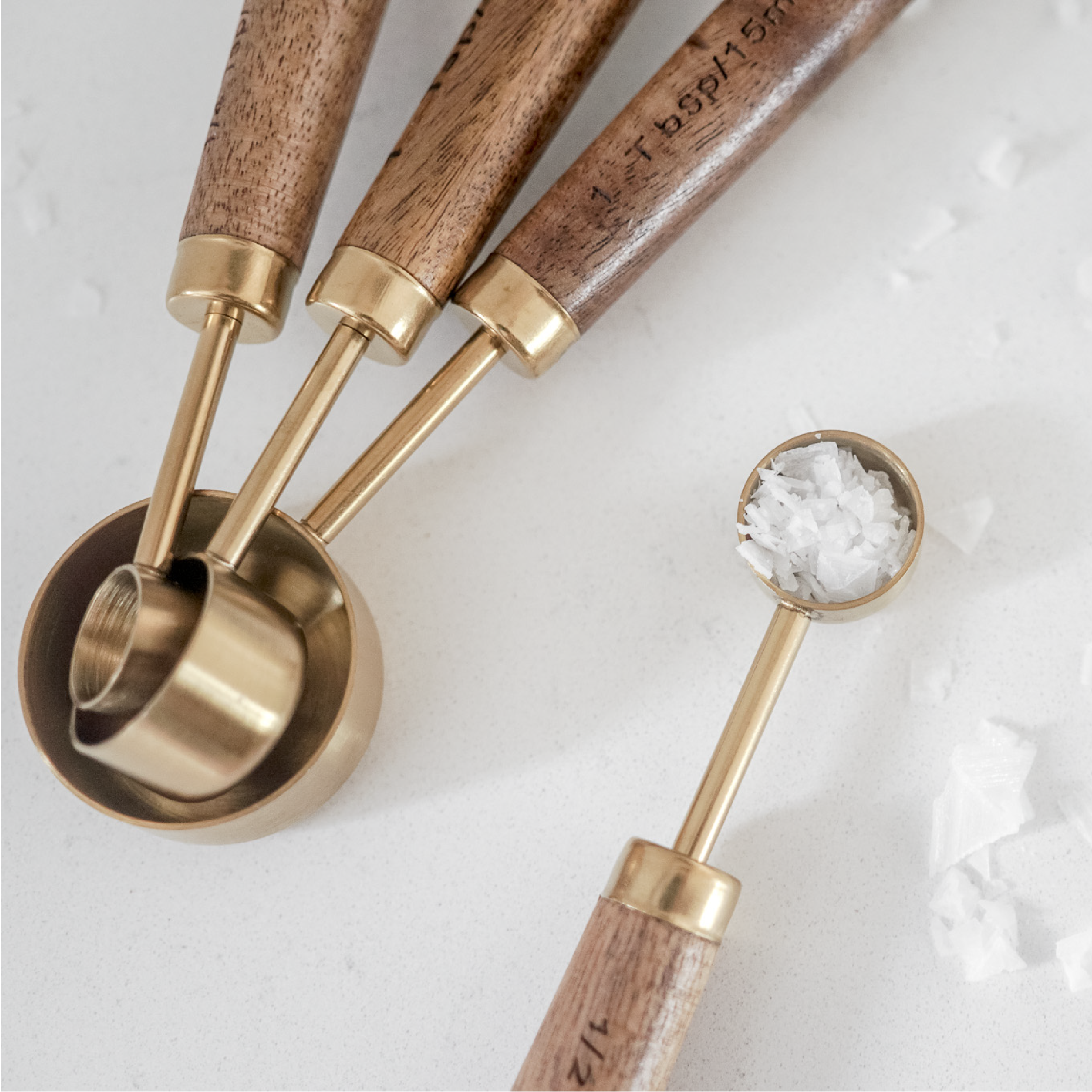 Gold Metal and Wood Nesting Measuring Spoons