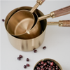 Gold Measuring Cups with Walnut Wood, Set of 4