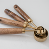 Gold Measuring Spoons with Walnut Wood, Set of 4